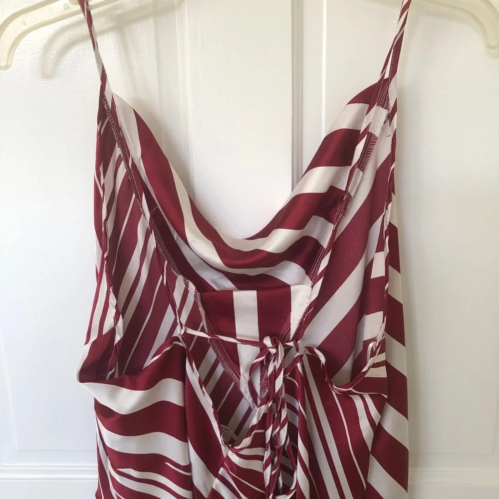 Anthropologie Asymmetrical Red and White Striped Slip Dress size XL - Picture 5 of 10